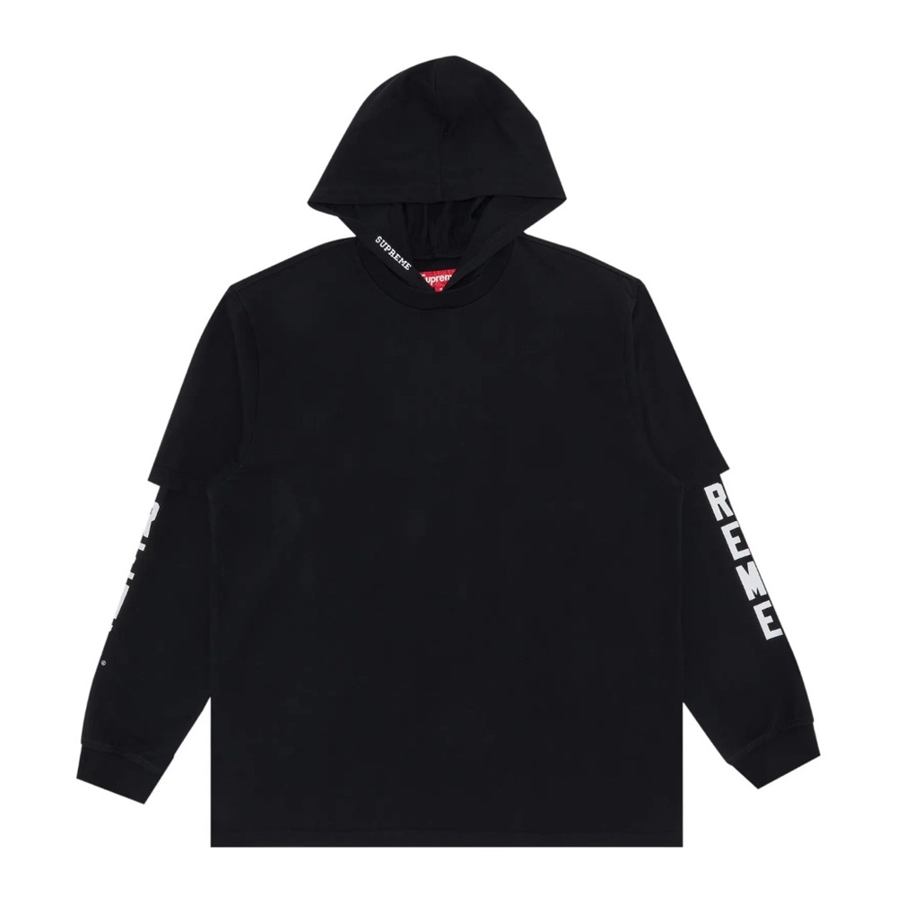 Supreme Layered Hooded Long-Sleeve Top 'Black'  LIKE NEW
